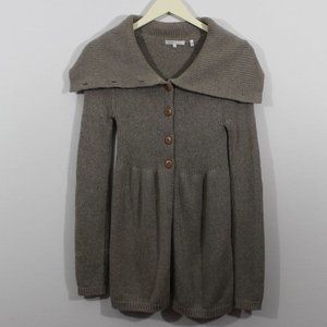 Vince Taupe Cowl Neck Button Up Sweater